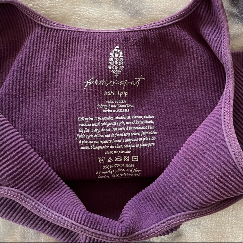 Free People Movement Happiness Runs Square Neck Crop Tank in Brushed Maroon NWOT - Picture 7 of 7